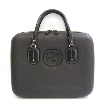 Gucci 189762 Men's PVC,Leather Briefcase,Handbag Black