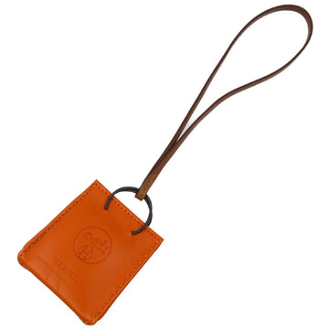 HERMES Sac Orange Shopper Charm Swift Agneau Milo Brown