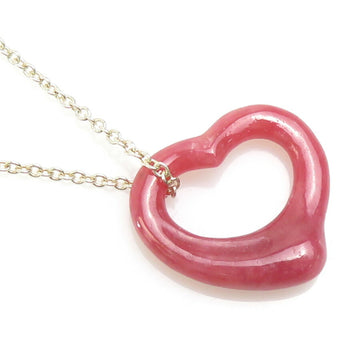 TIFFANY&Co. Necklace Open Heart Silver 925/Rhodonite x Pink Women's