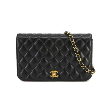 CHANEL Matelasse Chain Shoulder Bag Leather Black Gold Hardware