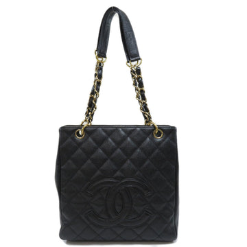 Chanel matelasse coco mark tote bag caviar skin women's