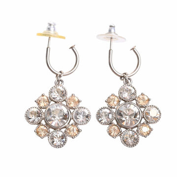 CHANEL Rhinestone earrings silver ladies