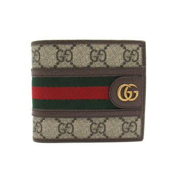 GUCCI Striped Bifold Coin Wallet Bifold Wallet Brown PVC coated canvas 5976098745