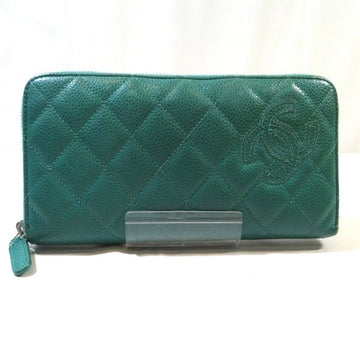 CHANEL matelasse two-fold long wallet caviar skin round ladies