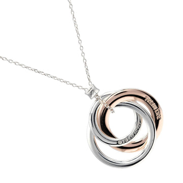 TIFFANY&Co. 1837 Interlocking Circle Triple Necklace 925 Silver x Rubedo Metal Approx. 5.24g Women's