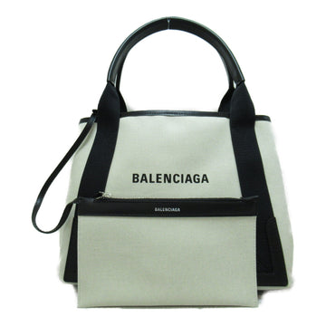 BALENCIAGA Navy Kaba S Tote Bag Black Ivory Natural canvas leather 3399332HH3N9260