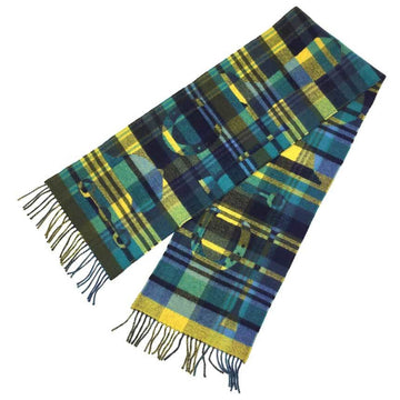 HERMES Men's Scarf Tartan Check Echarpe HER-MES 100% Cashmere Yellow x Blue 2020 Women's  Muffler aq9411