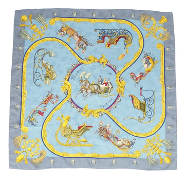 HERMES Scarf Muffler Carre 90 Plumes et Grelots Feather and Bell Silk 100% Ladies Multicolor