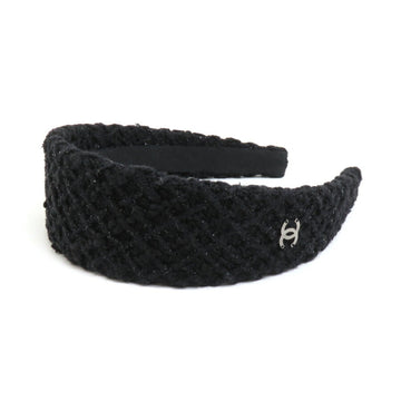 CHANEL Headband Cotton Black Ladies