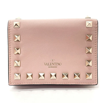 VALENTINO GARAVANI Garavani Rockstud Bifold Wallet Leather PE・P・P39・BOL・0 Women's Pink