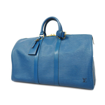 LOUIS VUITTONAuth  Epi Keepall 45 M42975 Men,Women,Unisex Boston Bag Toledo Blue