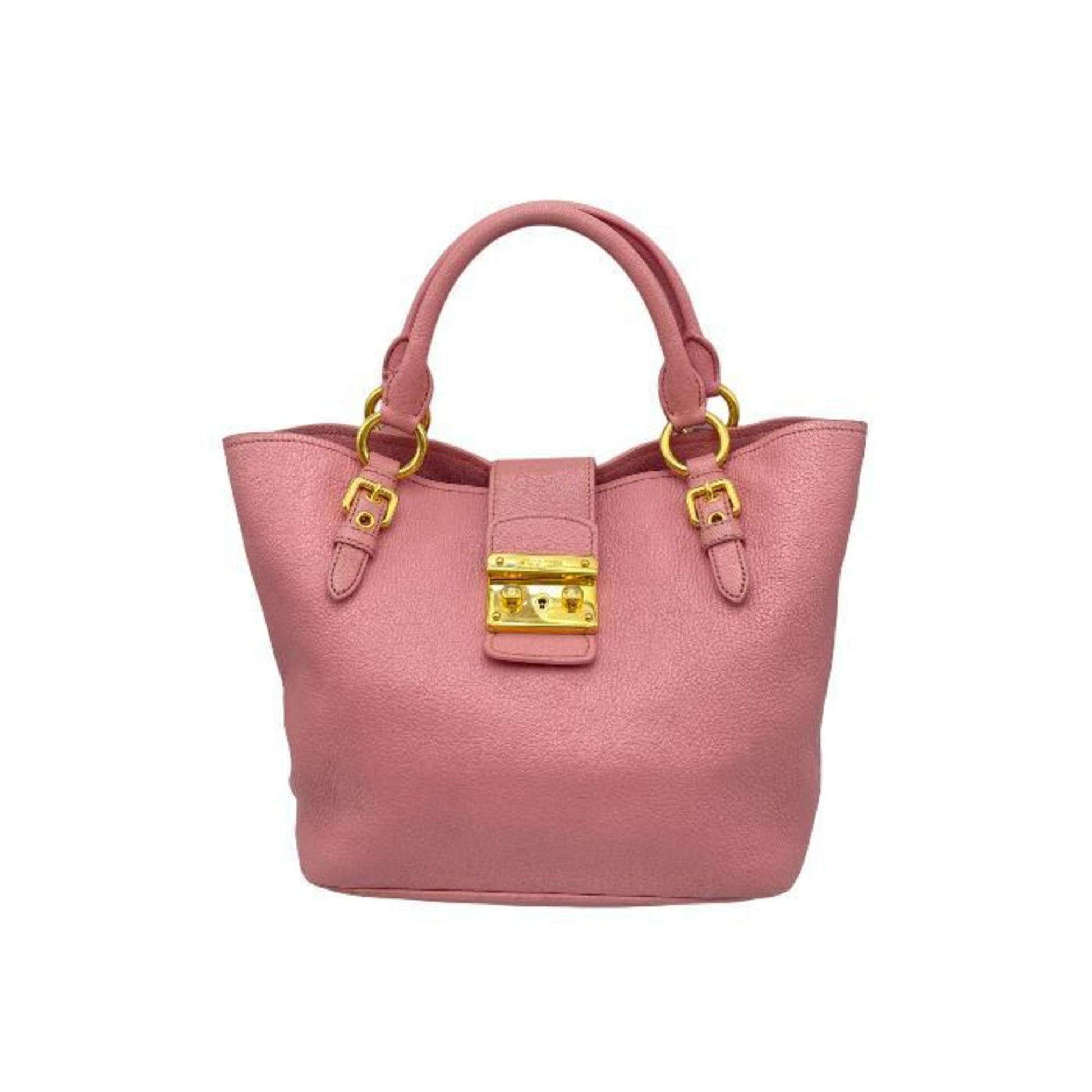 Madras Leather Shoulder Bag in Pink - Miu Miu