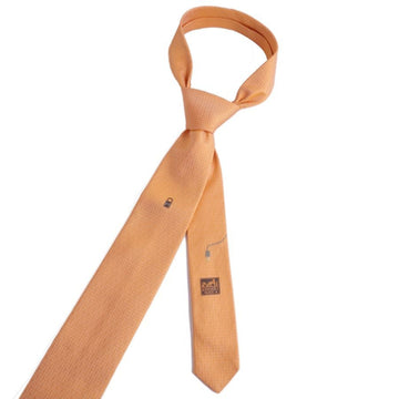 HERMES tie silk twill H 100% men's orange