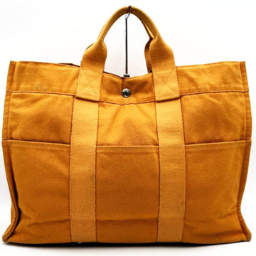 HERMES Fool Toe GM Tote Bag Handbag Orange Canvas Ladies Men's Fashion USED