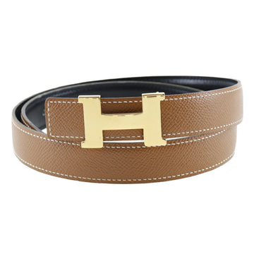HERMES H Belt Mini Constance Reversible Couchevel x Gold Plated Made in France 1998 Black/Brown B belt Ladies