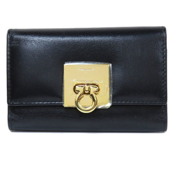 SALVATORE FERRAGAMO Gancio Metal Fittings Key Case Leather Women's