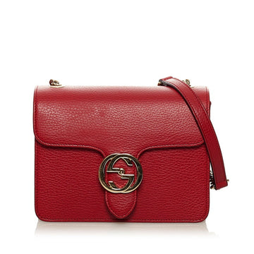 Gucci Interlocking G Chain Shoulder Bag 510304 Red Leather Ladies GUCCI