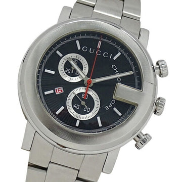 GUCCI watch men's G Chrono quartz stainless steel SS 101M YA101309 silver black polished