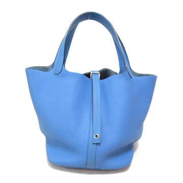 HERMES Picotin Lock MM Bucket Tote Bag Blue Blue paradise leather