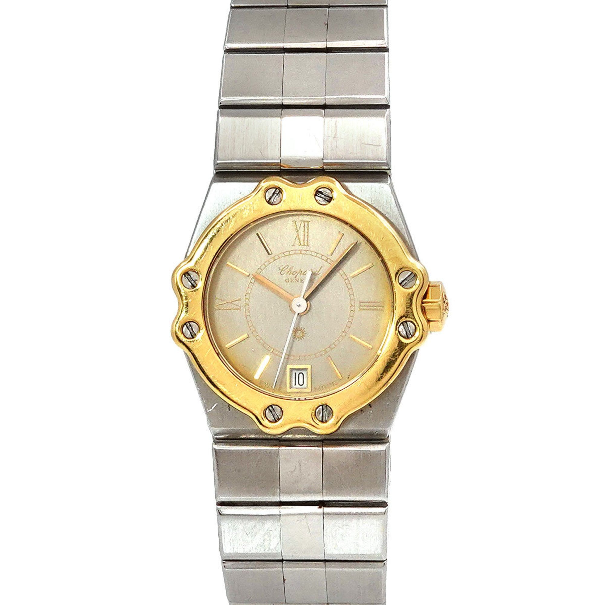 CHOPARD St. Moritz Combi 8024 Ladies Watch Date Gray Dial YG Yellow Go