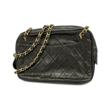 CHANEL Shoulder Bag Matelasse Chain Lambskin Black Women's