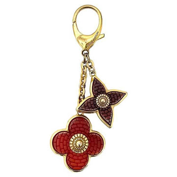 LOUIS VUITTON Charm Vijoux Sac Mosaic Gold Red Brown M66258 Monogram Flower GP GA1120  Bag Key Holder Women's LV