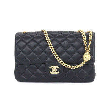 CHANEL matelasse chain shoulder bag leather black camellia gold metal fittings AS4064 Matelasse Bag