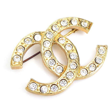 CHANEL Brooch Coco Mark Metal/Rhinestone Gold/Silver Ladies