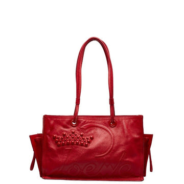 LOEWE Shopper Studded Shoulder Bag Tote Red Leather Ladies