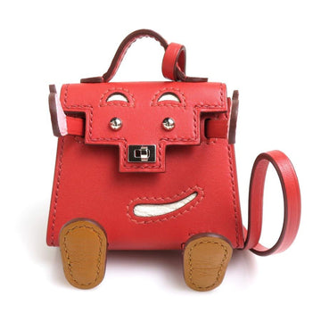 HERMES Charm Bijou Sack Kelly Doll/Tadelakt Sanguine x Rose Sakura Nata Caramel Unisex