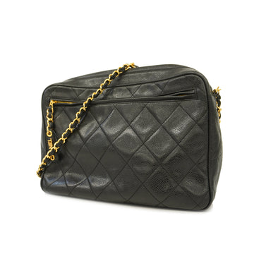 CHANELAuth  Matelasse Chain Shoulder Women's Caviar Leather Shoulder Bag Black
