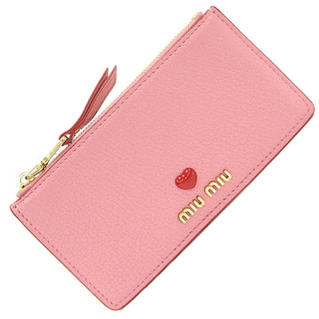 MIU MIU Miu Coin Case 5MB006 Pink Leather Card Pass Ladies Fragment MIUMIU