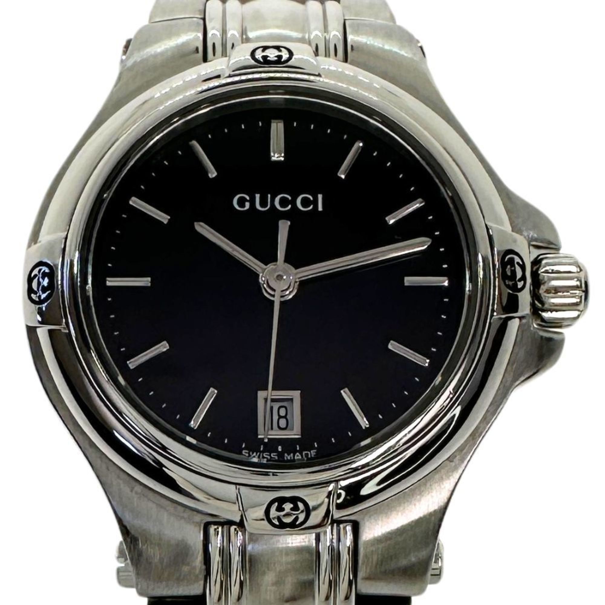 GUCCI Watch 9040L Stainless Steel Swiss Made Silver Quartz Analog Disp