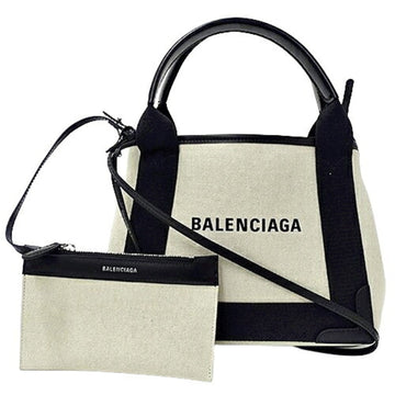 BALENCIAGA Bag Women's Handbag Shoulder 2way Navy Cabas XS Canvas Light Beige Ivory Black 390346
