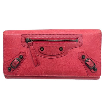 Balenciaga Classic Continental Long Wallet 253038 Red Leather Women's Men's