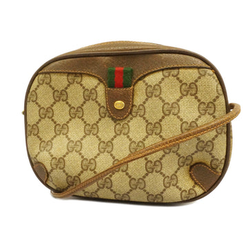 GUCCIAuth  Sherry Line Sherry 89 02 066 Women's GG Supreme Shoulder Bag Beige,Br