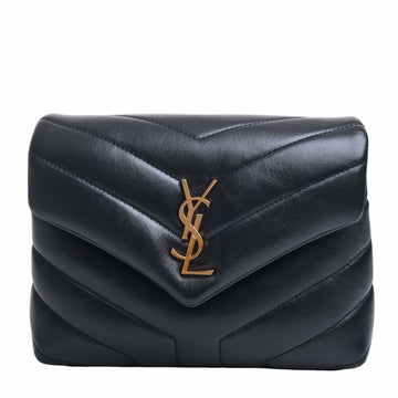 SAINT LAURENT Leather Lulu Toy Shoulder Bag 467072 Black Ladies