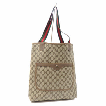 Gucci Tote Bag GG Plus Ladies Beige PVC 39 02 003 Old Supreme Sherry Webbing Line