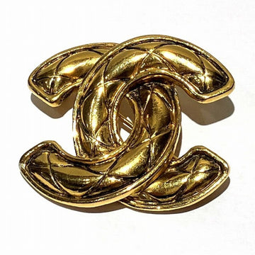 CHANEL Cocomark Matelasse Brooch Gold Color Women's Accessories