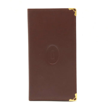 CARTIERWallet  must line bi-fold bill compartment long wallet leather Bordeaux