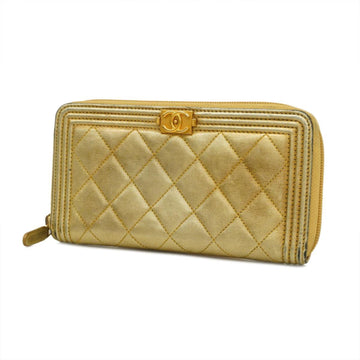 CHANEL long wallet boy  lambskin gold hardware ladies