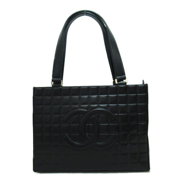 CHANEL Choco Bar Tote Bag Black Lambskin [sheep leather]