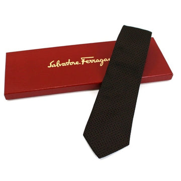 SALVATORE FERRAGAMO Silk Tie Brown Gancini Pattern Men's