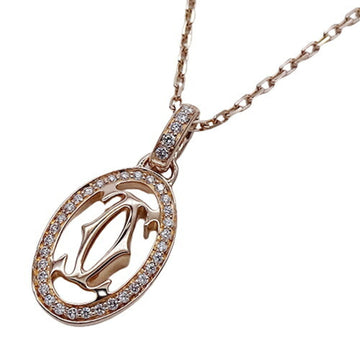 Valente Cartier necklace ladies diamond 750PG pink gold double C polished