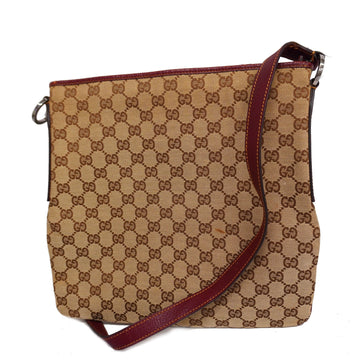 GUCCIAuth  GG Canvas Shoulder Bag 113013 Women's Beige,Bordeaux