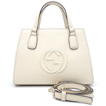 GUCCI Soho 607722 2Way Bag Handbag Leather Ivory 350826