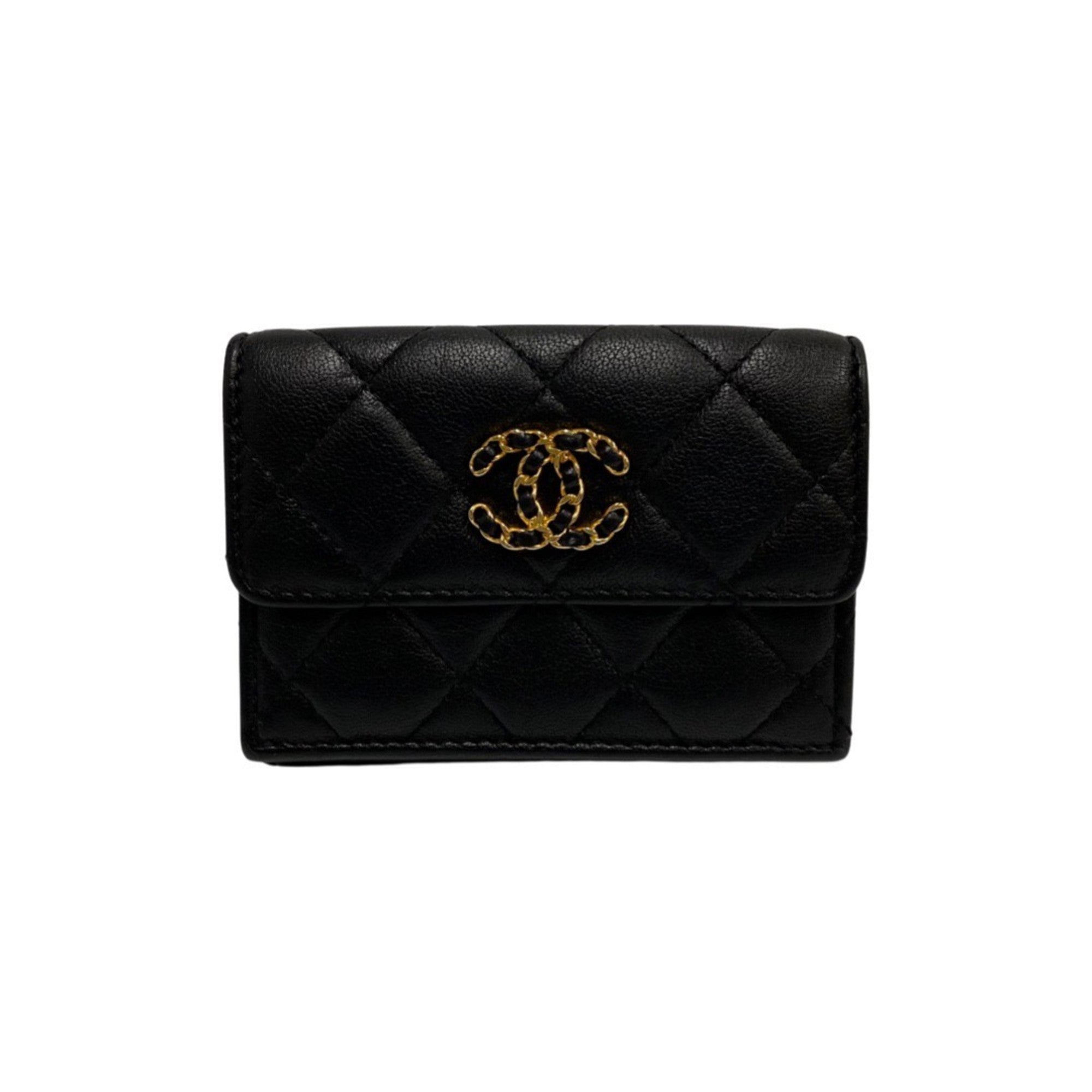 CHANEL Matelasse Chain Coco Small Flap Wallet Lambskin Leather Genuine