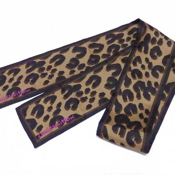 LOUIS VUITTON Scarf Leopard Silk Brown x Black Ladies