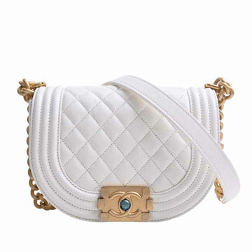 CHANEL Caviar Skin Small Coco Mark Chain Shoulder Bag AS3350 White