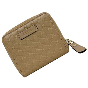 Gucci Bi-Fold Wallet Beige Gold Microshima 449395 Leather GUCCI Ladies GG Pattern